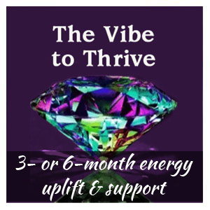 text, The Vibe to Thrive, with multi-colored diamond.