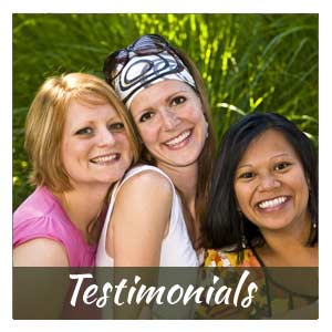 Three happy women outdoors, Testimonials